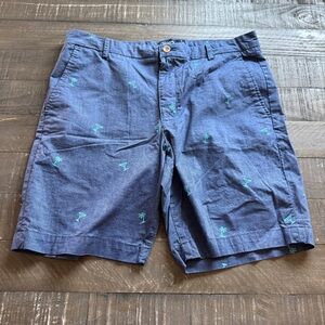 Chaps Men's Blue Shorts with Palm Tree and Martini Glass Print Stretch Size 36